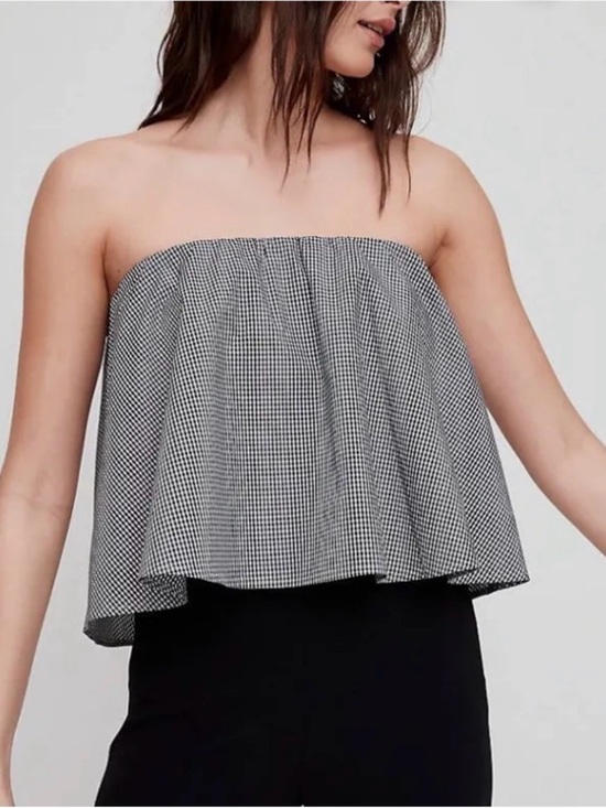 Aritzia Tops - NWT Aritzia Babaton Eckerd Blouse Strapless Cropped Flounced Micro Gingham